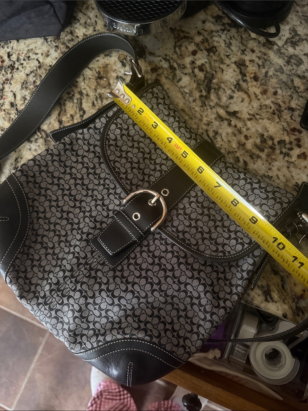 Coach Black and Gray Signature Canvas Crossbody with Buckle Trim - Picture 13 of 13